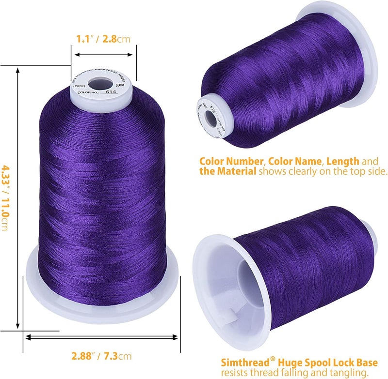 simthread Embroidery Thread 5500 Yards Purple 614, 2 Huge Spools 40wt Polyester for Brother, Babylock, Janome, Singer, Pfaff, Husqvarna, Bernina Machine - Image 2